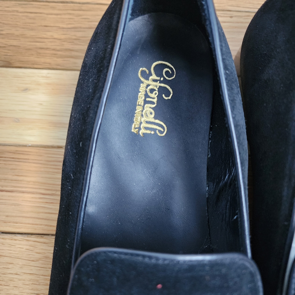 Cifinelli Men’s Black Suede Slip-On Loafers.Size 13 New With Box - Picture 2 of 9